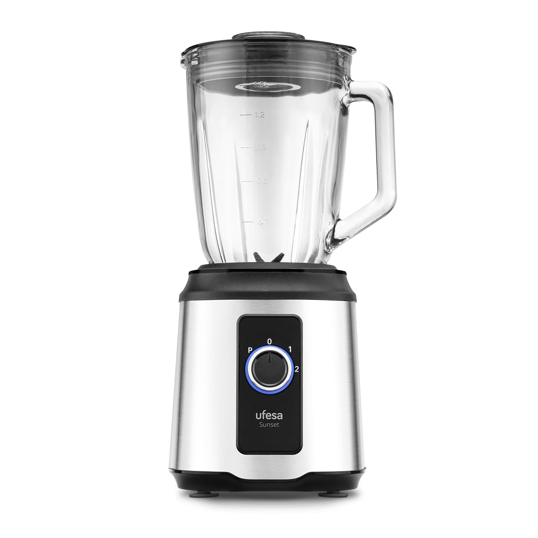 Ufesa Sunset Standmixer aus Glas, Leistung 1600W, Glaskrug Kapazität 1,5L, 2 Geschwindigkeiten + Pul