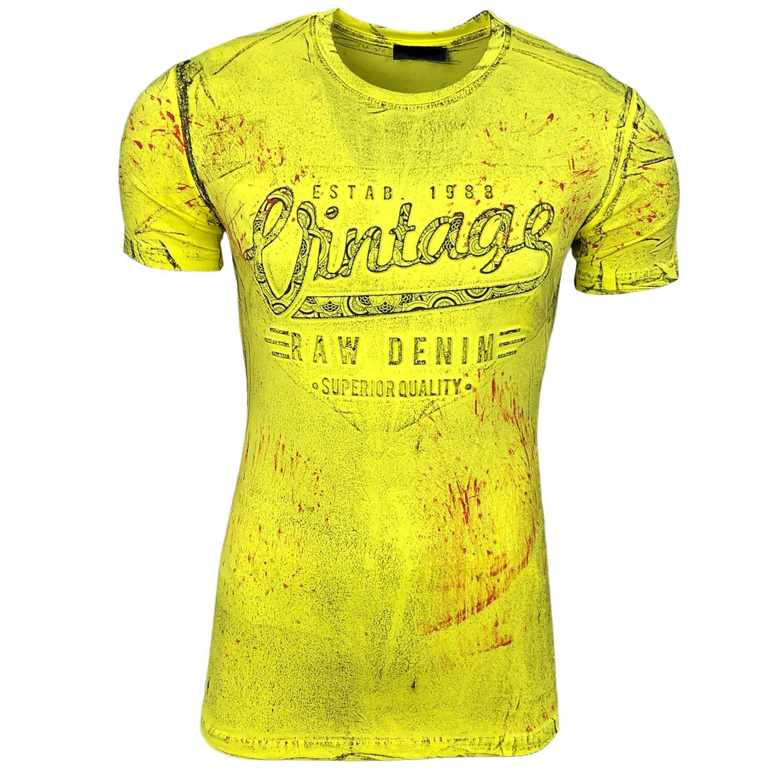 Subliminal Mode Herren-T-Shirt, gewaschen, Vintage, Rundhalsausschnitt, 3D-Druck, kurzärmlig, Grösse