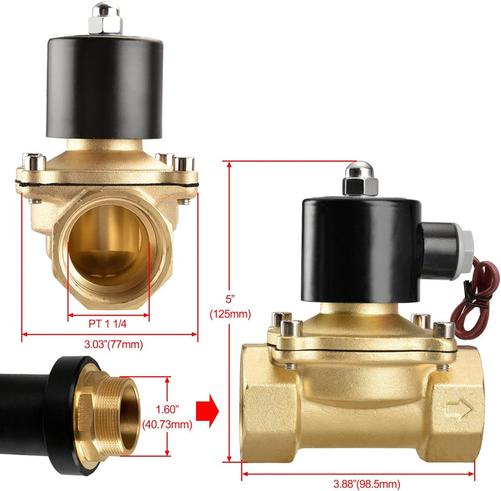 Heschen Messing Elektrisches Magnetventil, 2W-320-32, PT 1-1/4'', DC24V, Direktwirkung Wasser Luft,