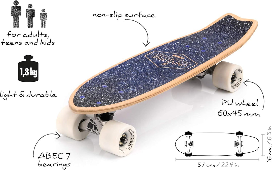 meteor Fancy Board Vintage Mini Cruiser Complete Echtholz Kanadisches Ahorn Skateboard Ridge Mini Sk