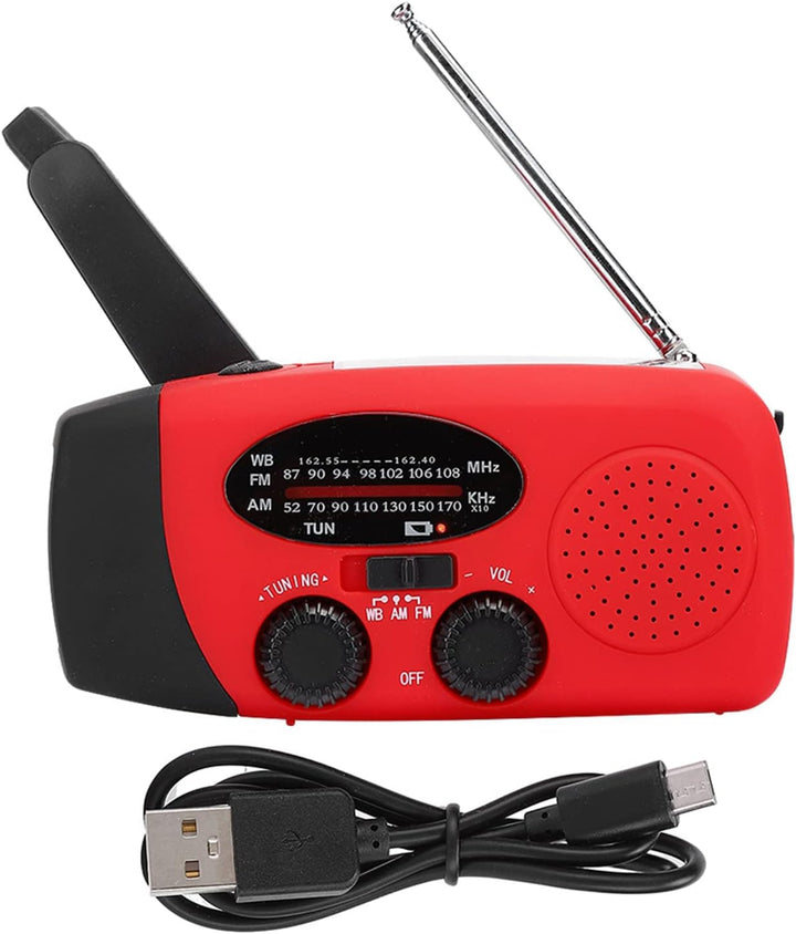 Emergency Handkurbel Radio mit LED -Taschenlampe, Solar & USB -Ladung, AM/FM/NOAA -Wetterbändern, 12