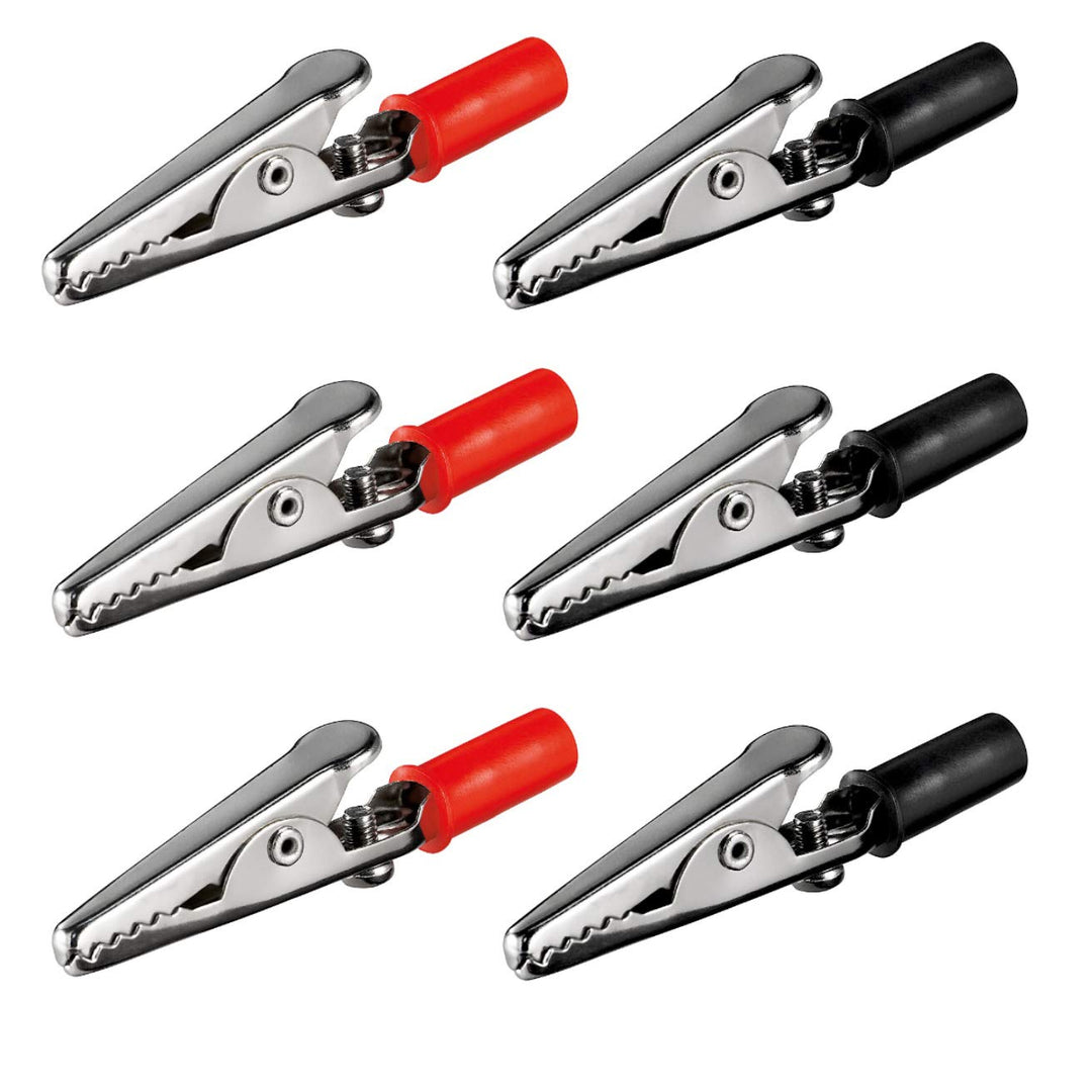3x Krokodilklemmen Set | Rot & Schwarz | 55 mm | mit Schraube | Metall Klemmen Kunststoff Griff | Ba