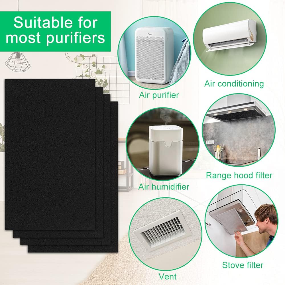 2 Stück Dunstfilter Zuschneidbar Kohlefilter Universal Aktivkohle Vliesfilter Flach Flauschfilter Er