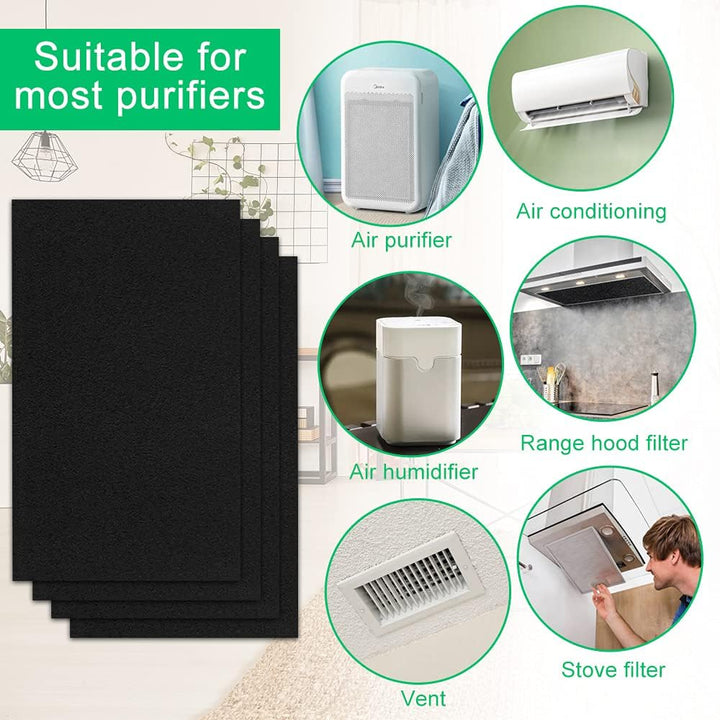2 Stück Dunstfilter Zuschneidbar Kohlefilter Universal Aktivkohle Vliesfilter Flach Flauschfilter Er