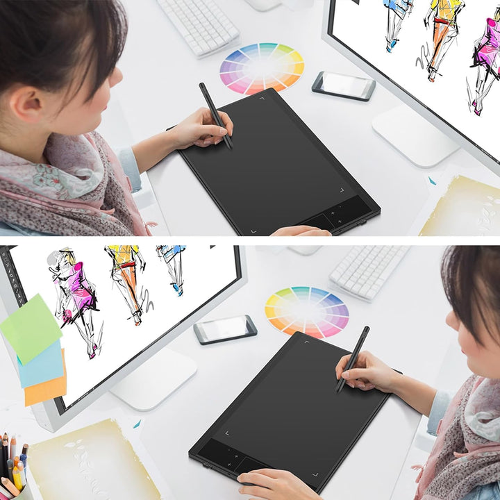 Grafiktablett VEIKK A30 V2 mit 4 Sensortasten und einem Gestenpad, 10x6 Zoll Pen Tablet mit Batterie