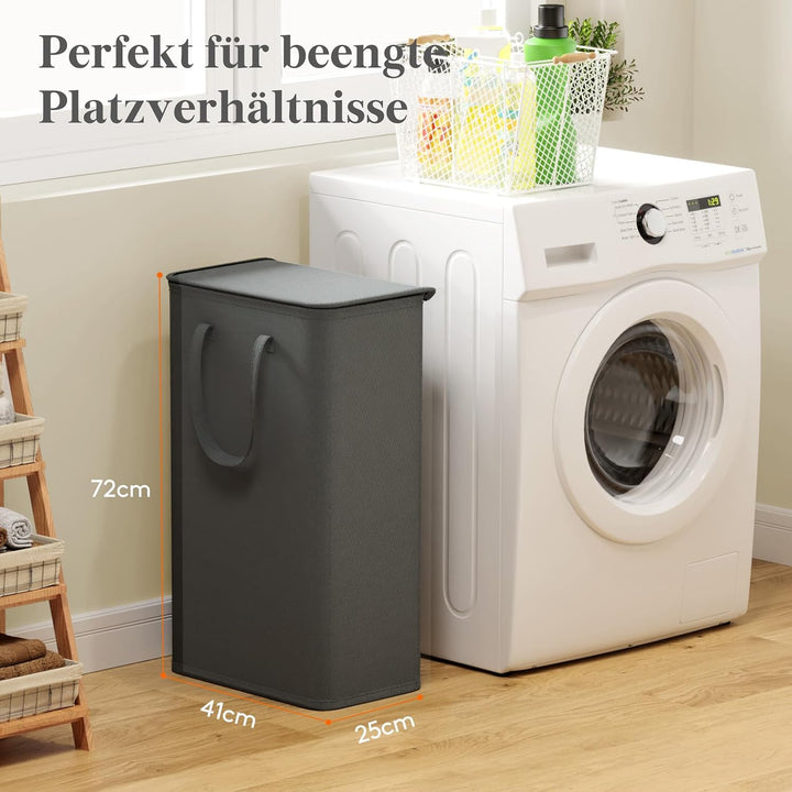 Lifewit 75L Wäschekorb Schmal mit Deckel, Wäschekorb Waschenkorbe Faltbar Klein, Wäschesammler mit G