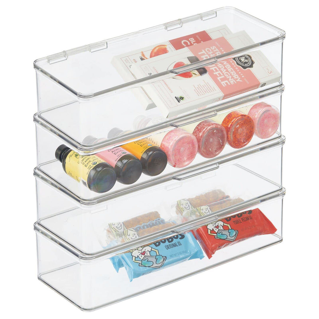 mDesign 4er-Set Kühlschrankbox – Kühlschrank Vorratsdose mit Klappdeckel – lebensmittelechte Aufbewa