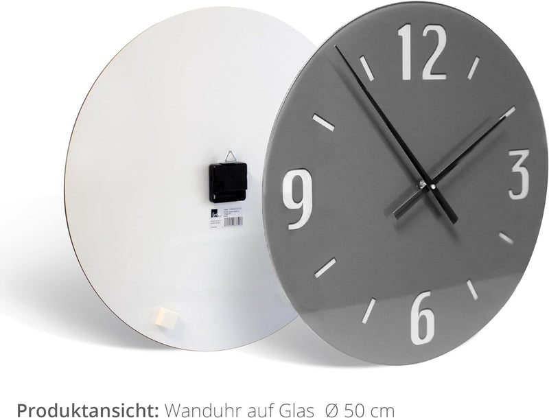 ARTLAND Wanduhr ohne Tickgeräusche aus Glas Quarzuhr Ø 50 cm Rund Lautlos gross XXL Landschaften Lan