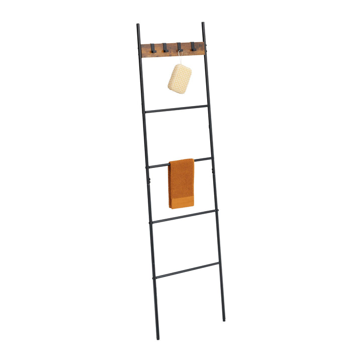 Relaxdays Handtuchleiter, 4 Sprossen & Haken, HxB: 160,5 x 44 cm, Metall, Industrial Wäscheleiter, B