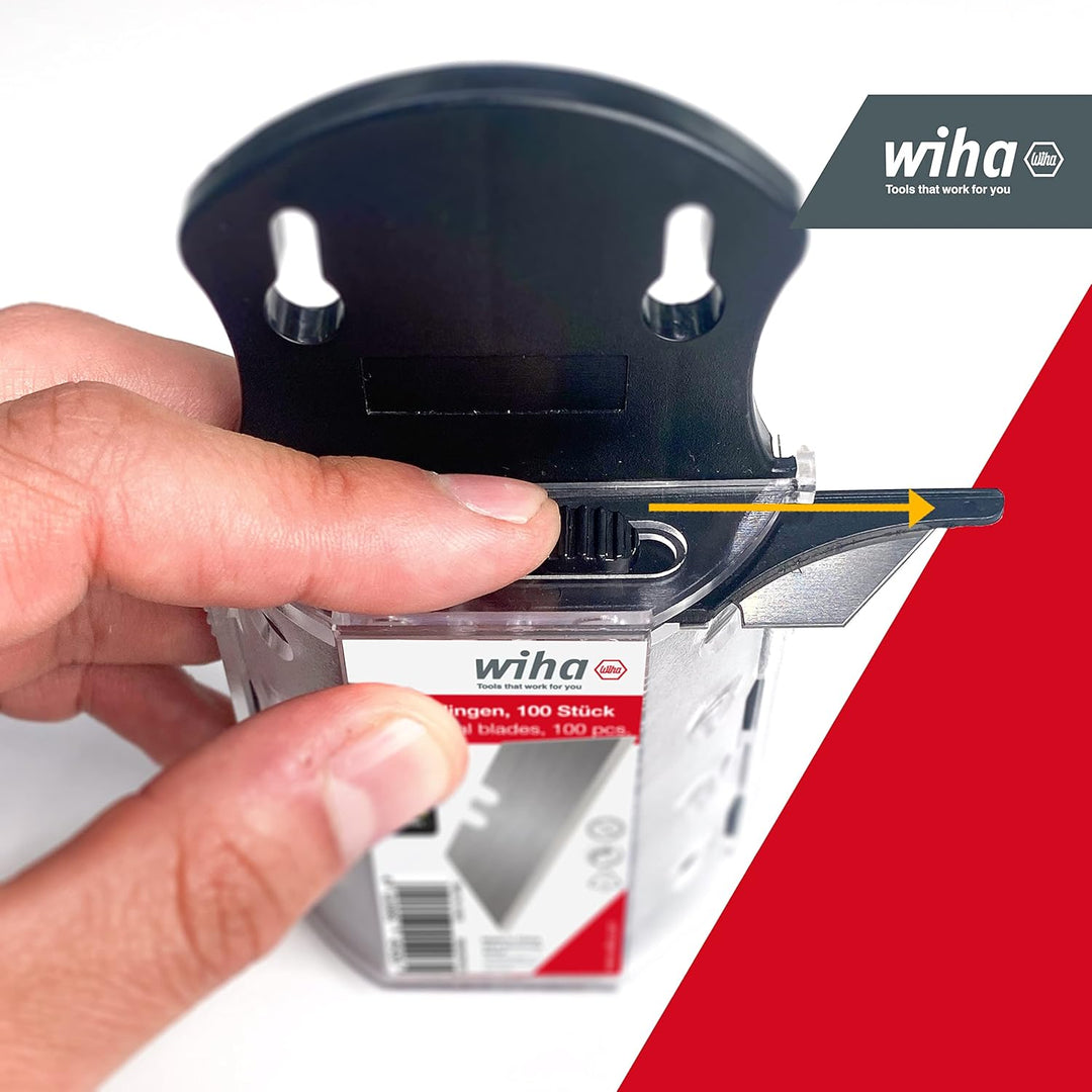 Wiha Trapezklingen Set 100 tlg. I Ersatzklingen extra scharf für Cuttermesser I sicher verstaut in e