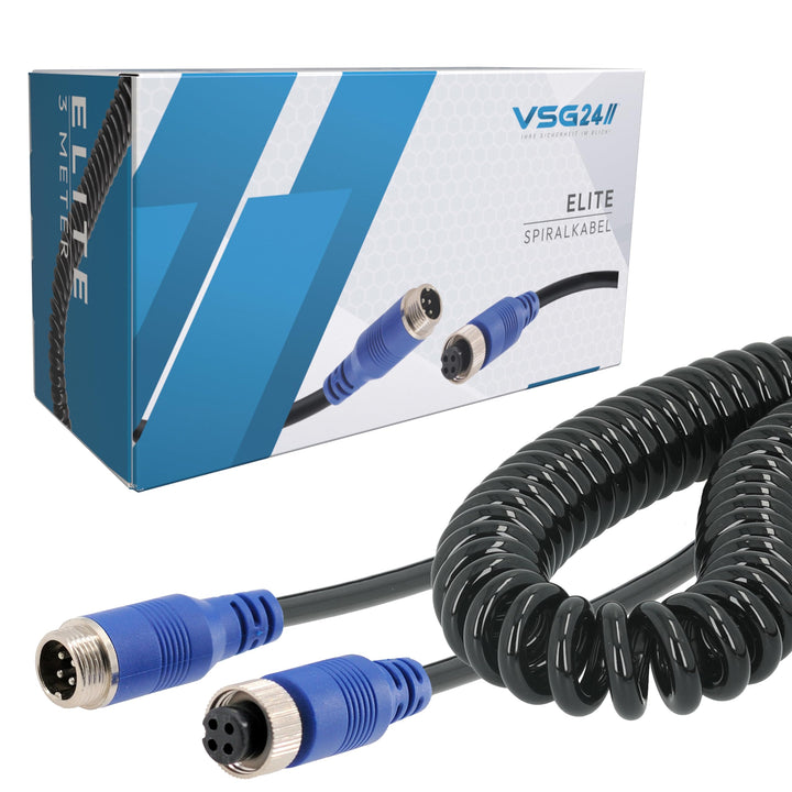 VSG24 Spiral Verlängerungskabel Elite für Rückfahrkamera &amp; Rückfahrsysteme universell KFZ Kamera Kab