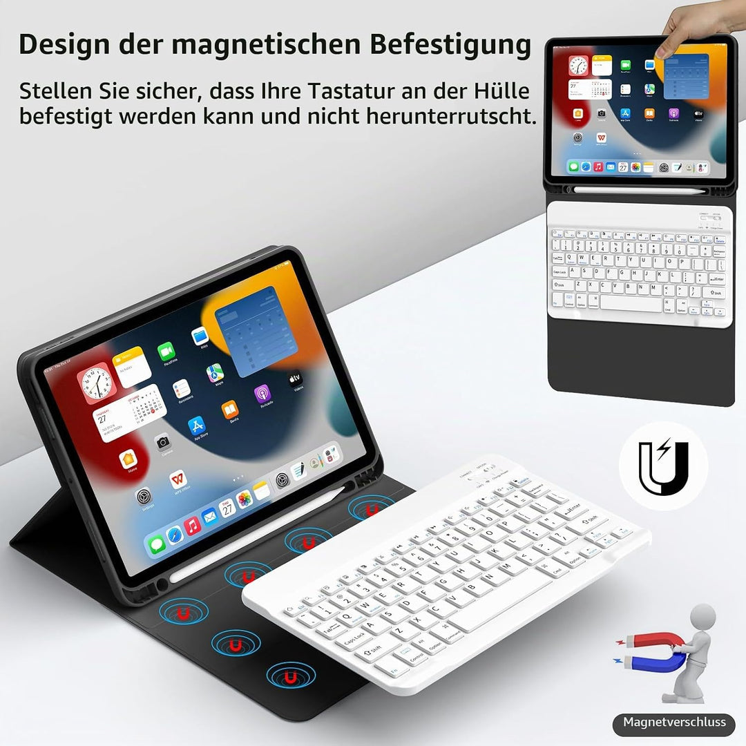JKSML Tastatur Hülle für iPad (A16) 11./10.Generation 2025/2022 (11/10.9 Zoll) mit Stifthalter, Soft