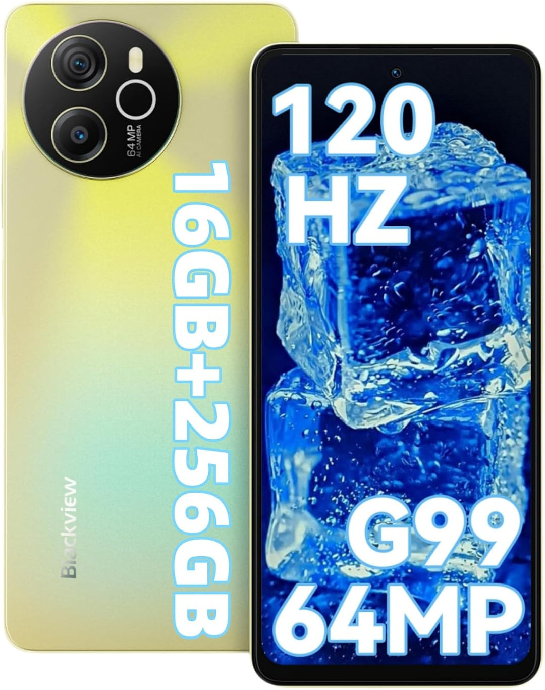 Blackview Shark 8 Handy16GB+256GB, Helio G99, 120Hz 2.4K, 64MP, Android 13 Smartphone ohne vertrag,