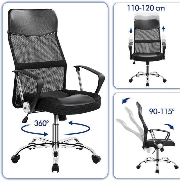 Yaheetech Bürostuhl, ergonomischer Schreibtischstuhl, Computerstuhl, 360° Drehstuhl, chefsessel mit