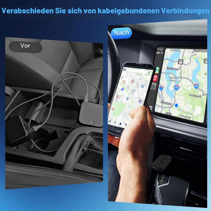 2 IN 1 Wireless CarPlay &amp; Android Auto Adapter, Kabelloser USB-Dongle für Autos, Kabelloses CarPlay