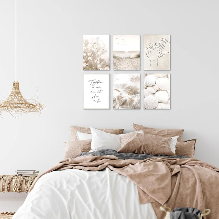 Novart Set Wandbilder - KEIN EXTRA RAHMEN BENÖTIGT - Wohnzimmer Schlafzimmer - Bilder Modern Boho St