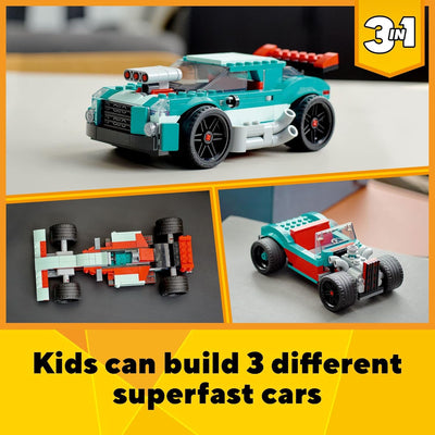 LEGO Creator 3in1 Street Racer 31127 Building Kit Featuring a Muscle Car, Hot Rod Car Toy and Race C