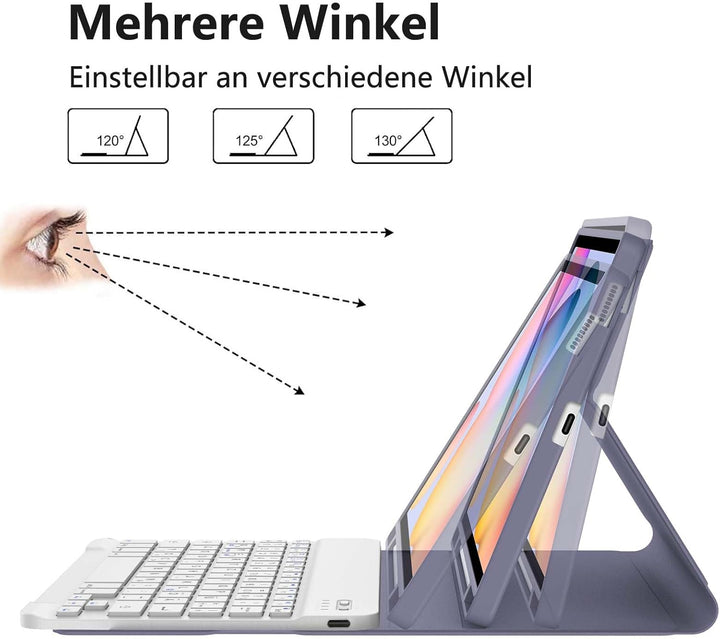 Tastatur Hülle für Samsung Galaxy Tab S6 Lite 10,4 Zoll (2024/2022/2020), Deutsches QWERTZ Magnetisc