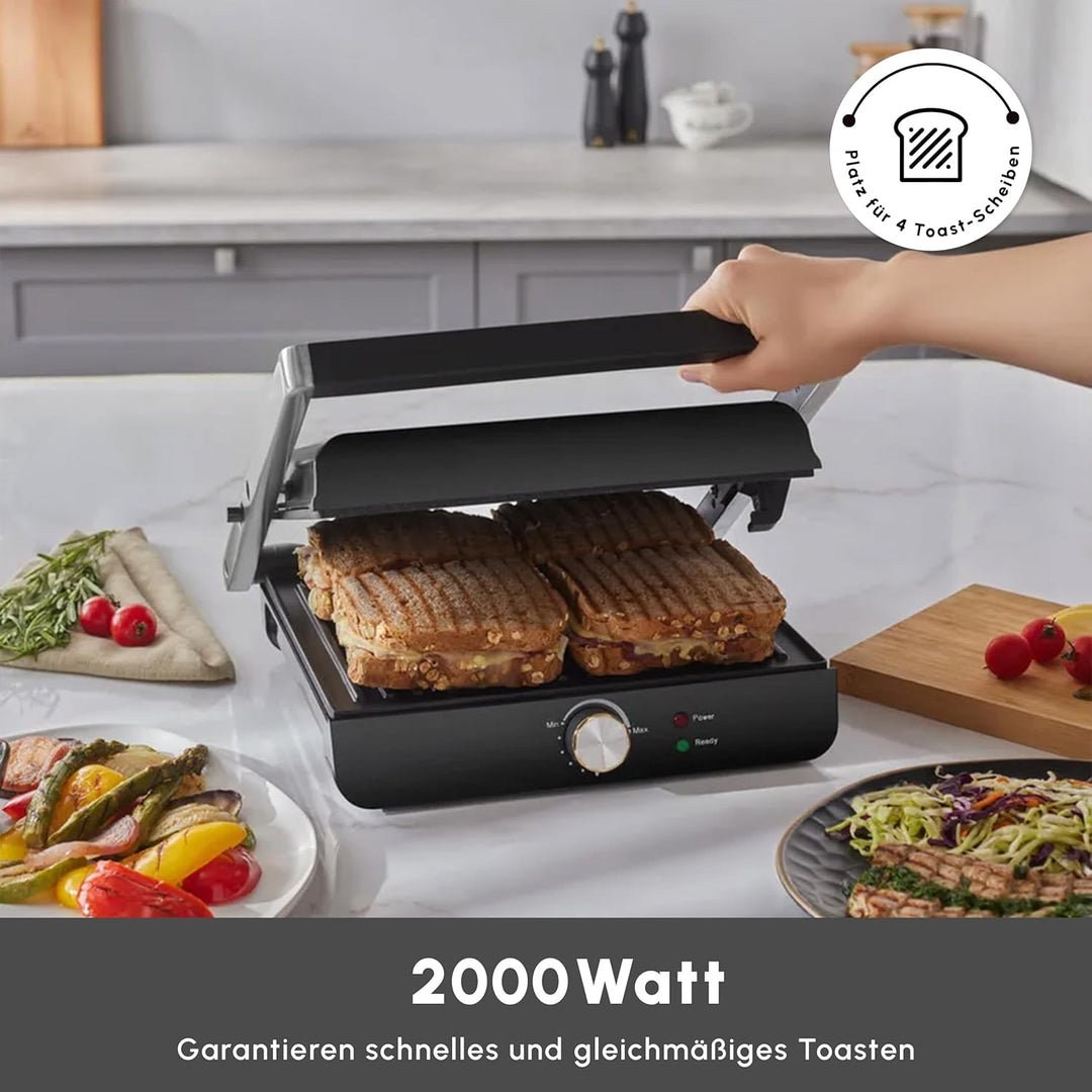 Karaca Toastmaster Inox Toaster Sandwichtoaster und Electric Grill, Schwarz, Tost Makinesi, Vielseit