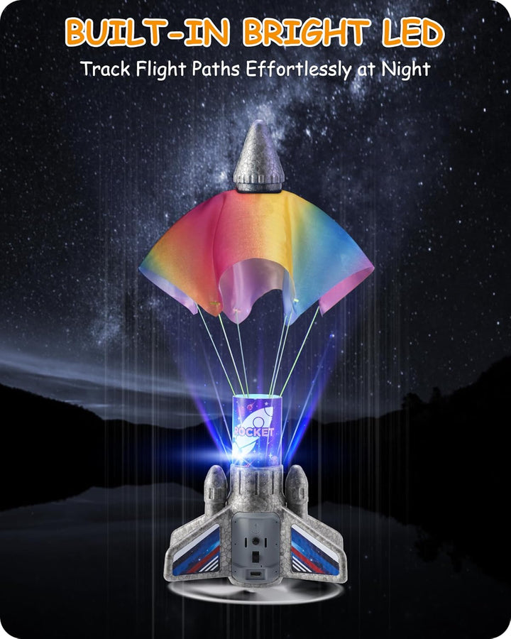 SainSmart Jr. Spielzeug für Kinder mit Fallschirm LED-Licht Motorisierte Rocket Outdoor Spielzeug Dr