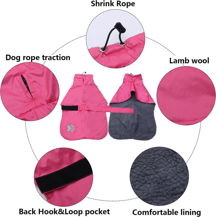 Geyecete Hundemantel Wasserdichter fur Windhund, Winter Hundejacken mit warmem plüschfutter, Regenma