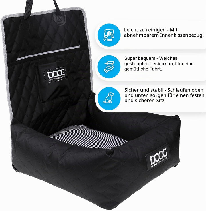 DOOG Hundeautositz für kleine bis mittelgrosse Hunde (zu 13,6 kg) | Bequemer und sicherer Reise-Boos