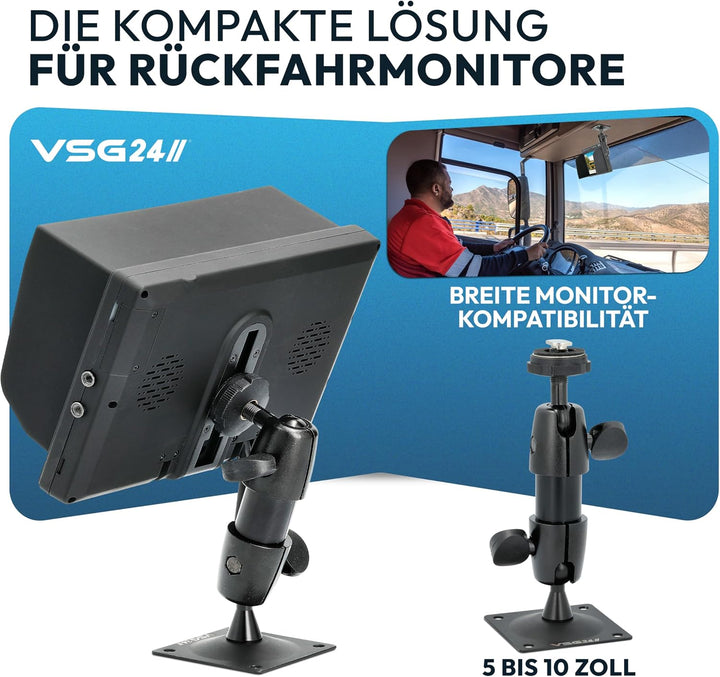VSG24 Flex ONE Monitorhalterung für Rückfahrmonitor 5–10 Zoll – stabile Halterung für Wohnmobil, Tra