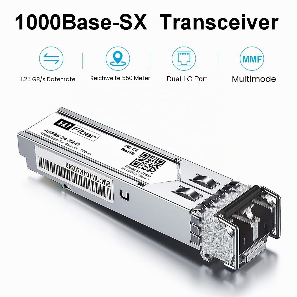 10 Stück, 1000BASE-SX SFP Transceiver, SFP zu LC, 1.25G Multimode modul Kompatibel mit Cisco GLC-SX-