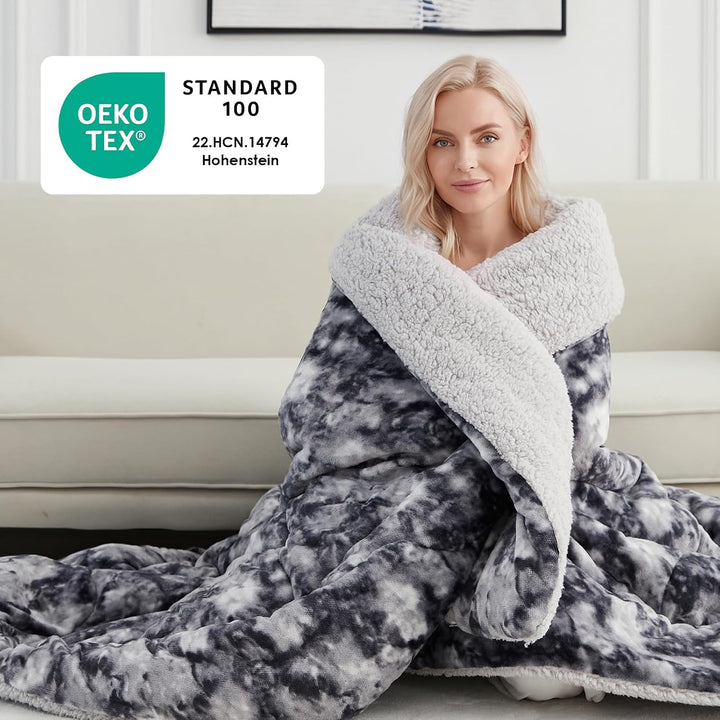 CHOSHOME Kuscheldecke Flauschig 220x240CM Kuscheldecke Warm Sherpa Decke Kunstfelldecke Dicke Warm D