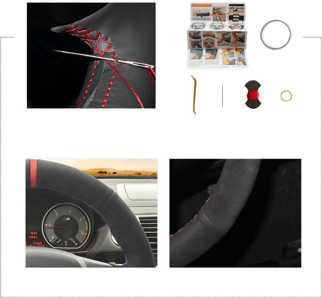 MEWANT Lenkradhülle für BMW (M Sport) 1er E87 / E81 / E82 (Coupe) / E88 (Cabrio) / M E82 / 3er E90 (
