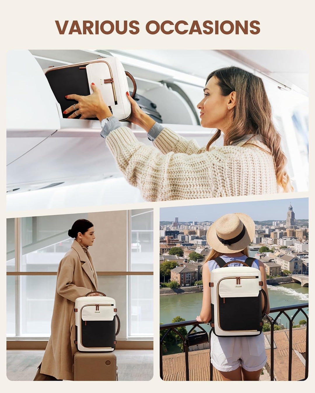 LOVEVOOK Reiserucksack Damen Herren, Handgepäck Rucksack Flugzeug, Travel Backpack Women, Handgepäck