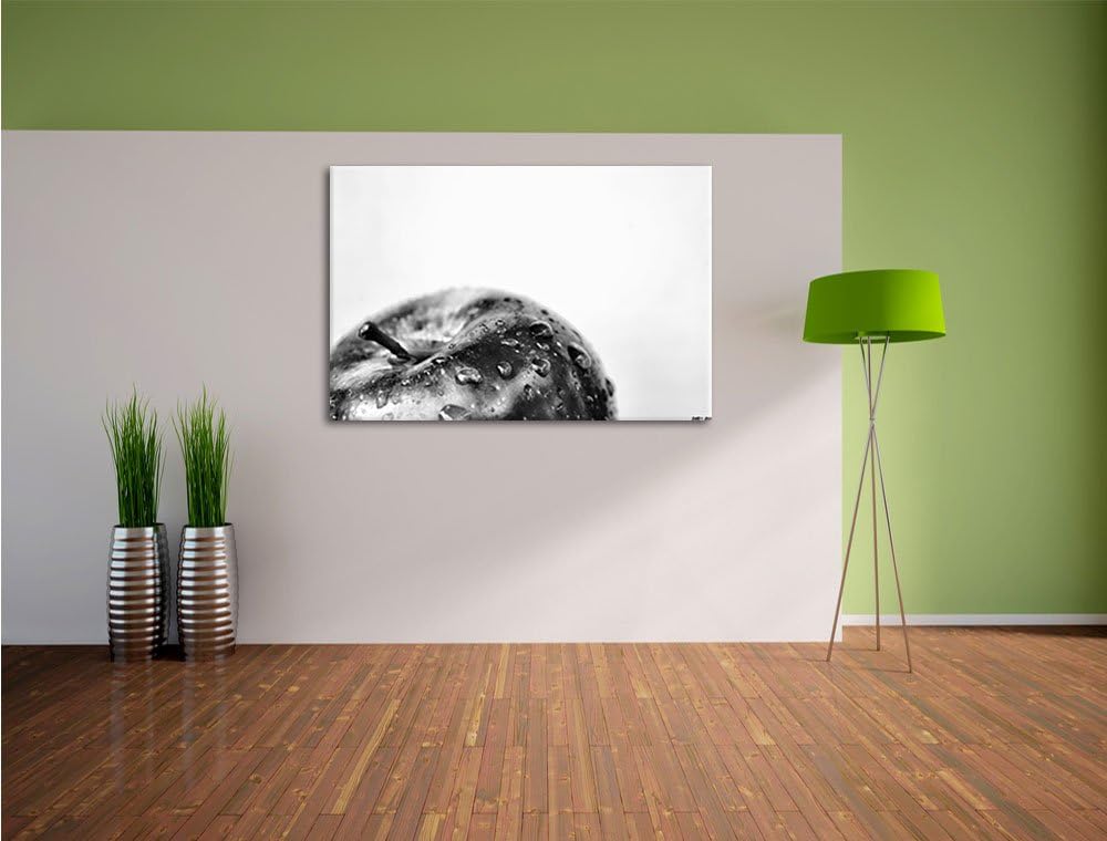Pixxprint Tropfen auf Apfel / 100x70cm Leinwandbild bespannt auf Holzrahmen/Wandbild Kunstdruck Deko