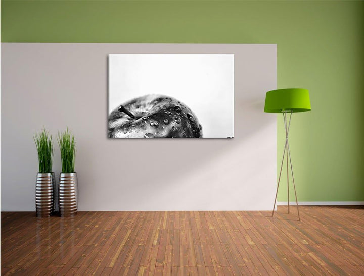 Pixxprint Tropfen auf Apfel / 100x70cm Leinwandbild bespannt auf Holzrahmen/Wandbild Kunstdruck Deko