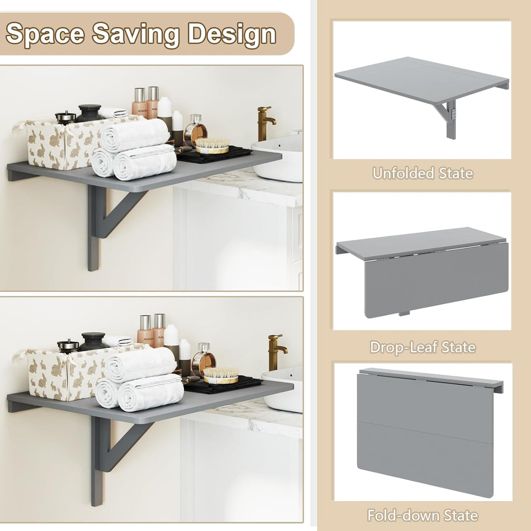 GIANTEX Wandklapptisch klein, Wandtisch Hängetisch Klappbar 80x60cm, Wandmontierter Klapptisch Essti