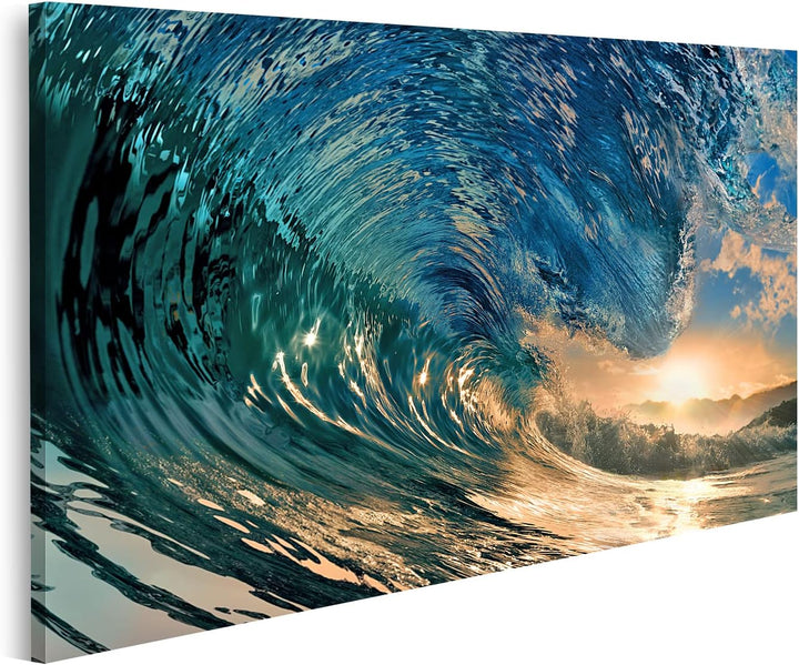 islandburner Bild auf Leinwand Sonnenuntergang Strand Ozean Welle Bilder Wandbilder Poster Leinwand