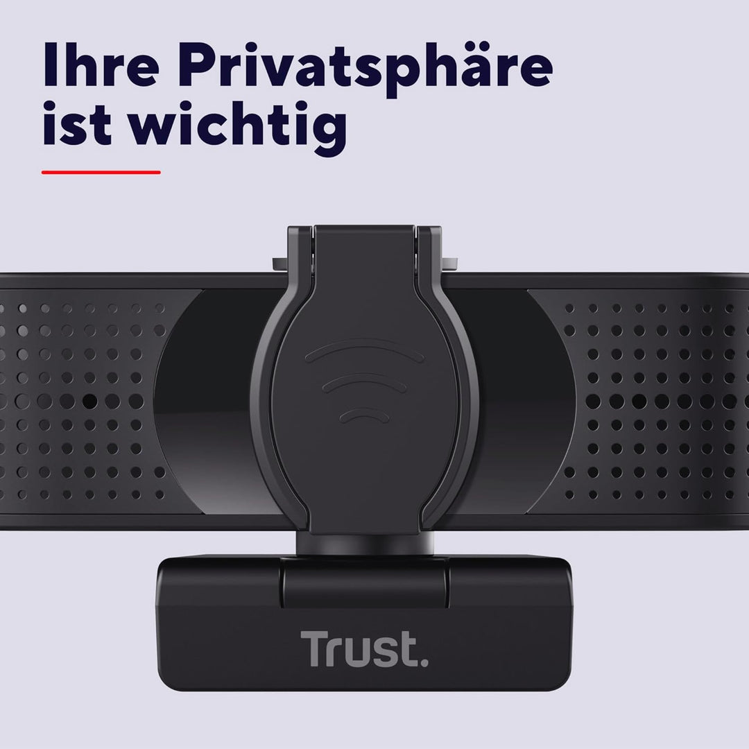 Trust Teza 4K Ultra HD Webcam, 3840x2160 mit 2 Mikrofonen und Autofokus, 30 FPS, USB Plug & Play, We