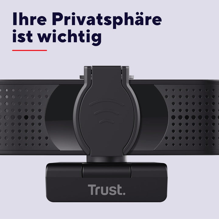Trust Teza 4K Ultra HD Webcam, 3840x2160 mit 2 Mikrofonen und Autofokus, 30 FPS, USB Plug & Play, We