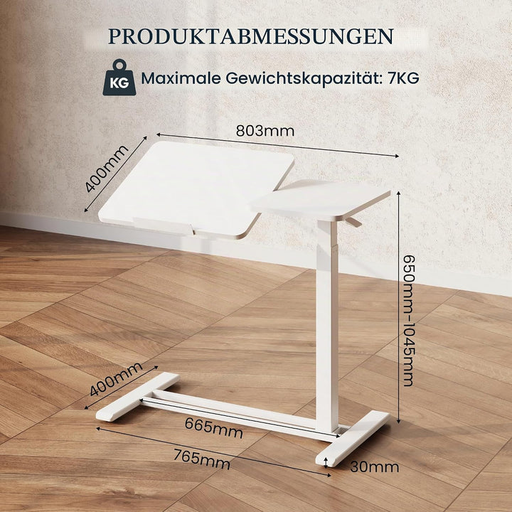 FLEXISPOT Beistelltisch - Flexibler Laptoptisch und Betttisch mit neigbarer Tischplatte, höhenverste