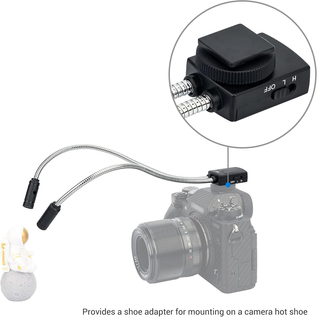 JJC Makro Arm Licht, 5600K Flexible Makro LED Lampe für Nikon Canon Sony DSLR Kamera, 5 Level Einste