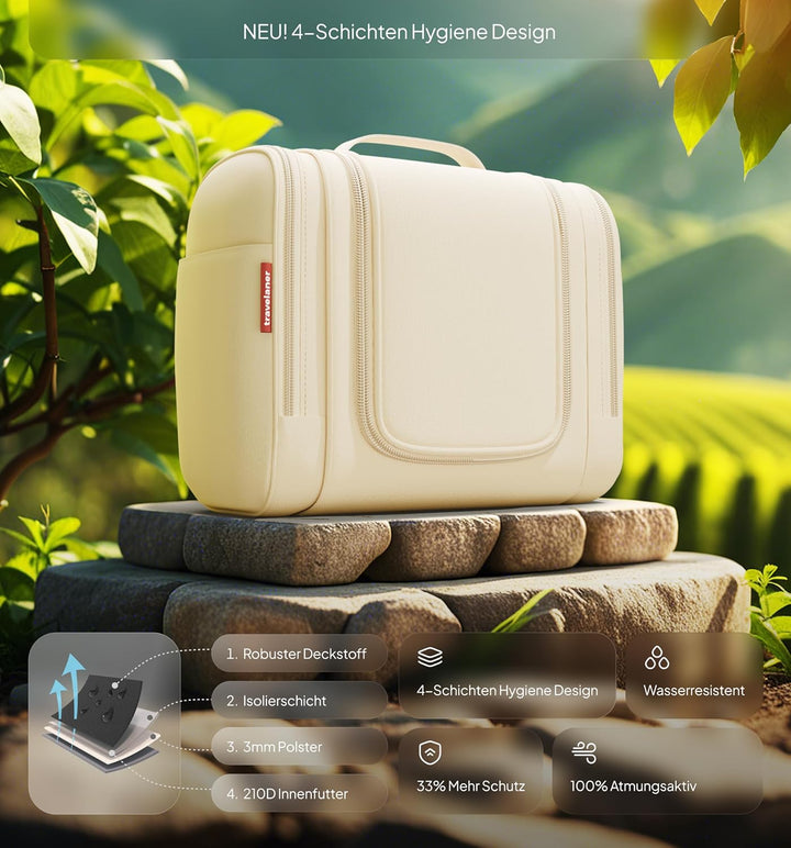 Travelaner® Kulturbeutel Design 2026, XXL 3-in-1 Kulturtasche zum Aufhängen mit 9 Liter Stauraum für