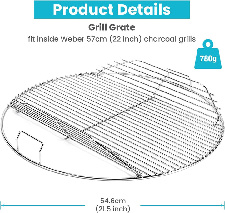 GRISUN Grillrost Rund 54,6 cm klappbar, Ersatz für Weber 57 cm Holzkohlegrill, One-Touch, Performer,