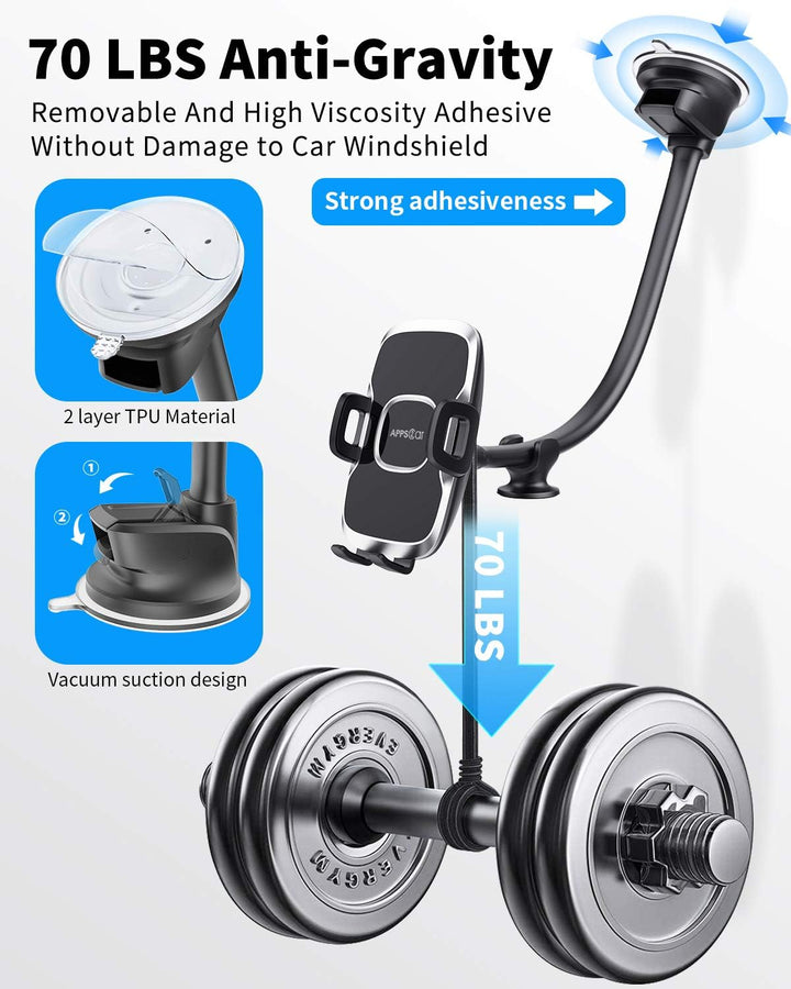 APPS2Car Auto HandyHalterung für Windschutzscheibe mit flexiblem Langen Arm, 13 Zoll Schwanenhals kf