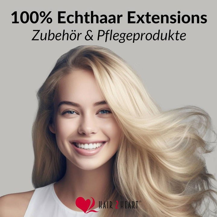 hair2heart Echthaar Tressen zum Einnähen Extensions Gewellt - 50cm 100g 9/0 lichtblond 
