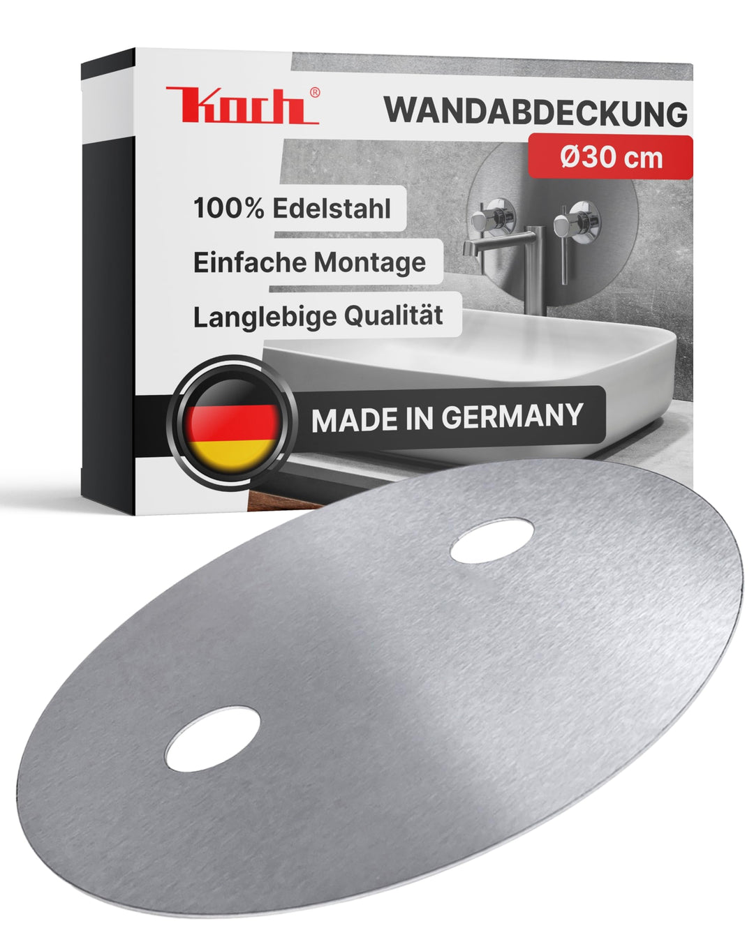 Koch #81 Hygienische Wandabdeckung Platte 30cm für Armatur in Dusche + Bad - antibakteriell, säurebe