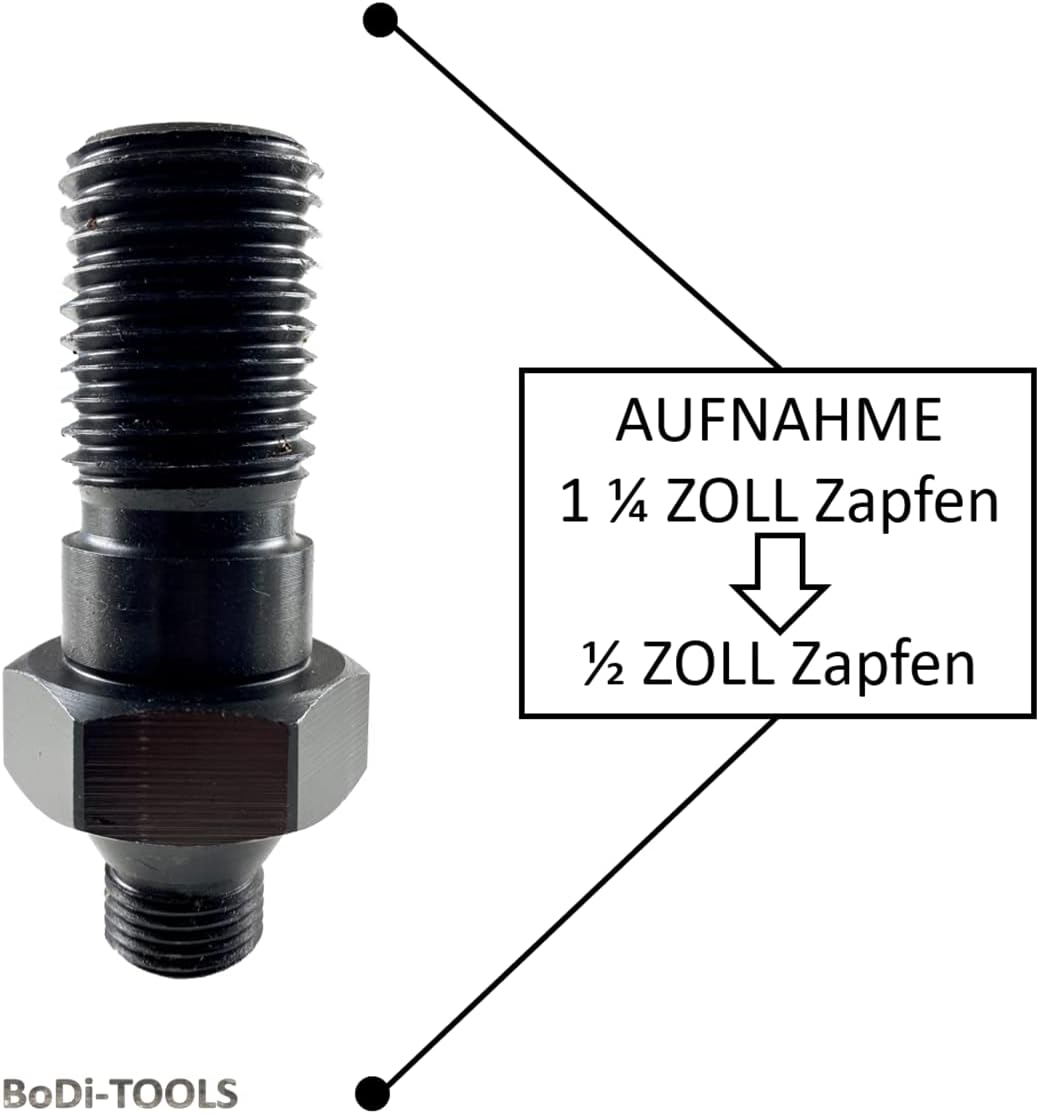 BoDi-TOOLS Bohrkronen Adapter, Dosensenker Adapter, Fliesenbohrer Adapter, (Adapter, R 1/2" Zapfen a