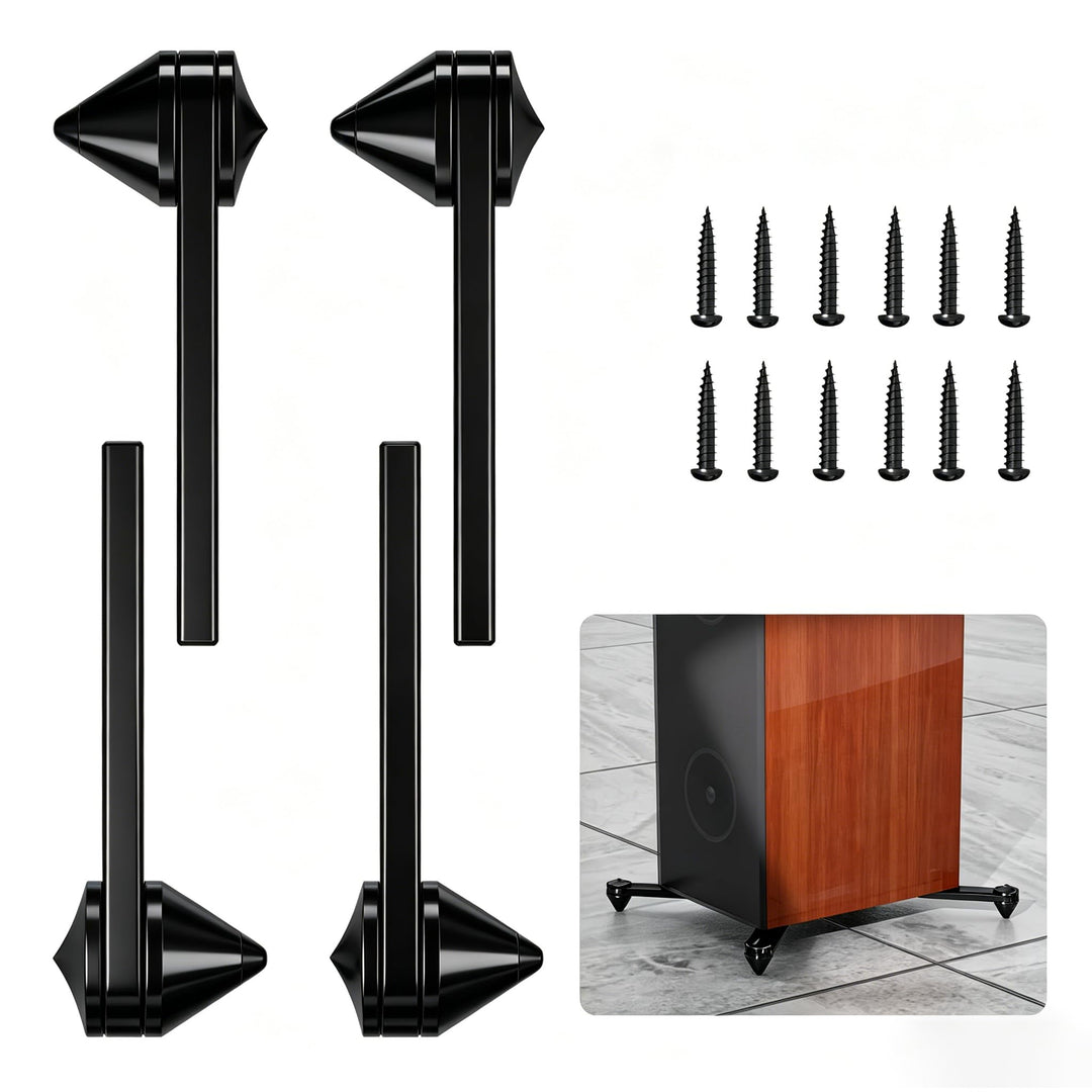 Monosaudio SP1500 High-End Isolationsfüsse Lautsprecherspikes, Schwarz | 4er Set, Vibrationsdämpfer,