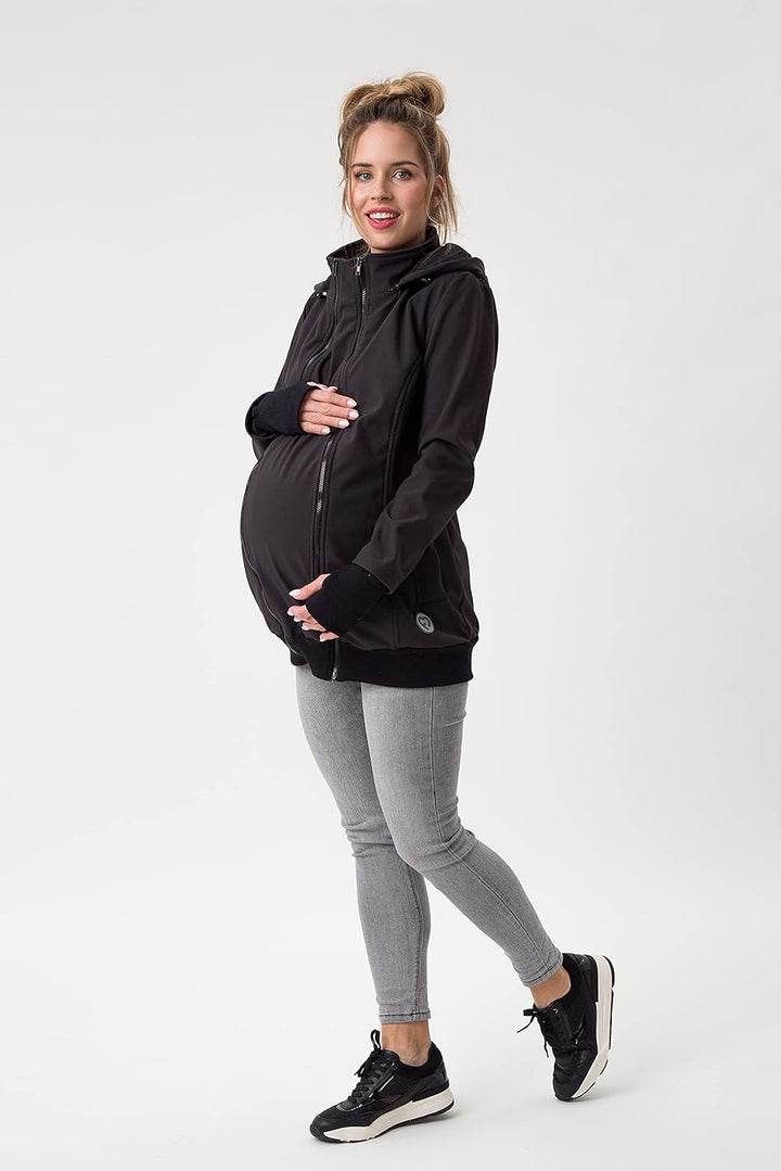 fun2bemum EVEREST 6in1 BACK/FRONT Softshell Jacke, Tragejacke, Babytragejacke,Schwangerschaftsjacke