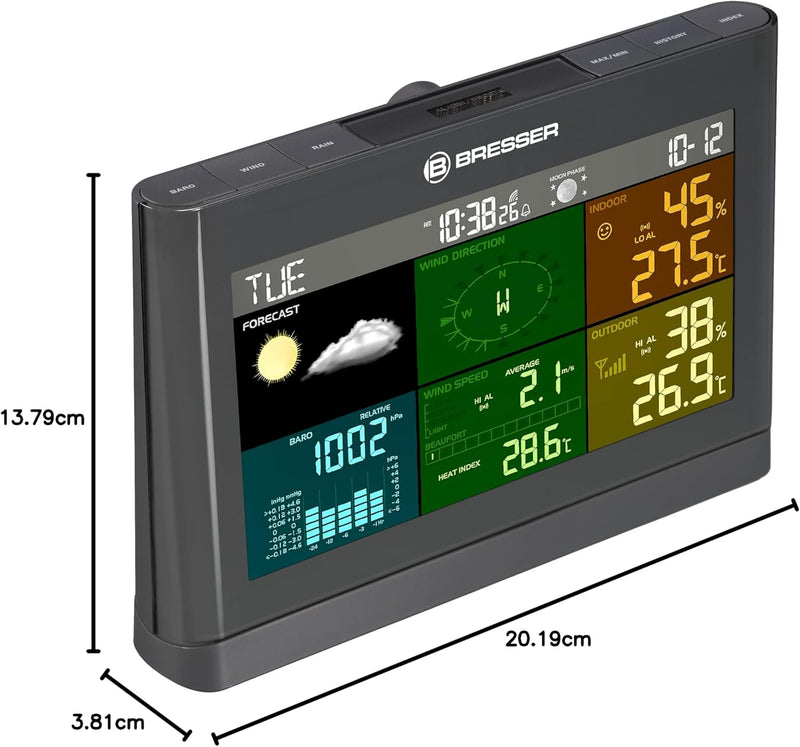 Bresser Wetterstation Funk mit Aussensensor Wetter Center mit 5-in-1 Aussensensor (Temperatur, Luftd