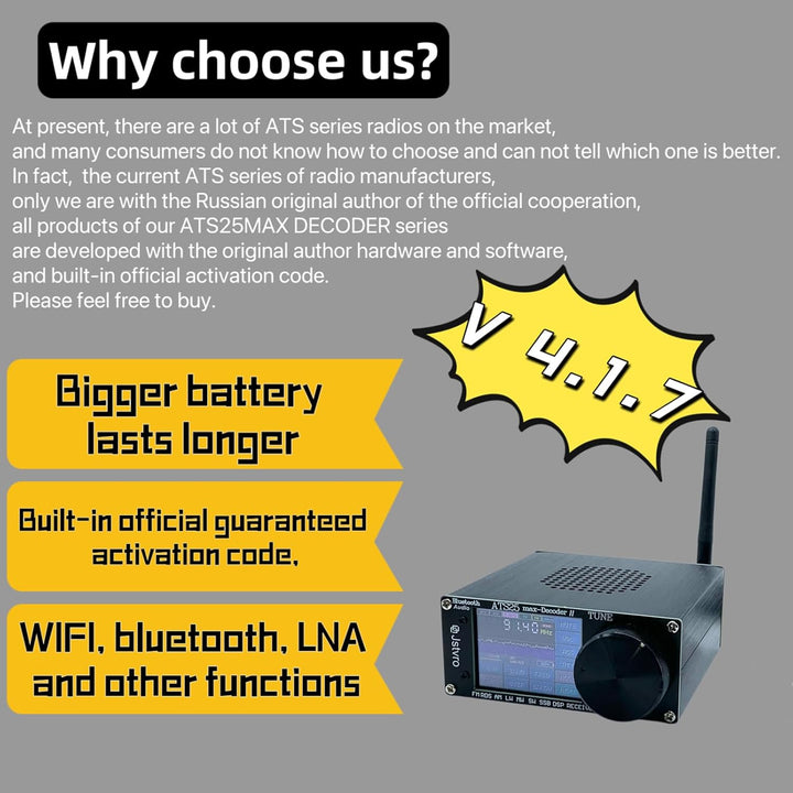 Irfora ATS-25MAX Decoder V2 2,4-Zoll-Touchscreen Tragbarer Vollband-Radioempfänger mit HAM-Frequenzm