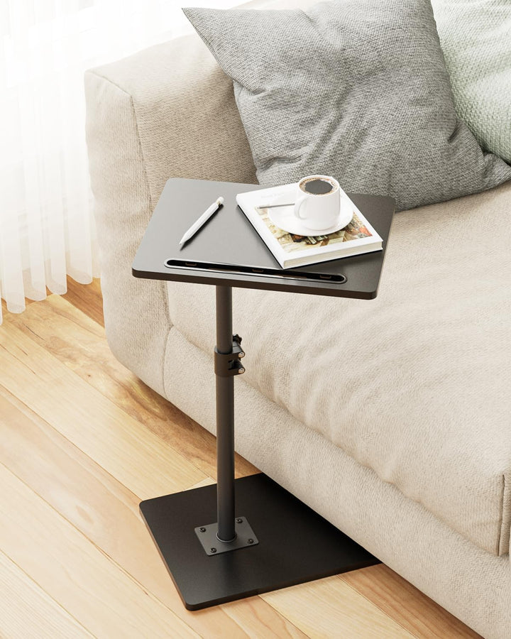 Beistelltisch C-Form, 360°Rotierend Couchtisch Klein, Höhenverstellbar Sofatisch,40x30x(45-81) cm,Ho